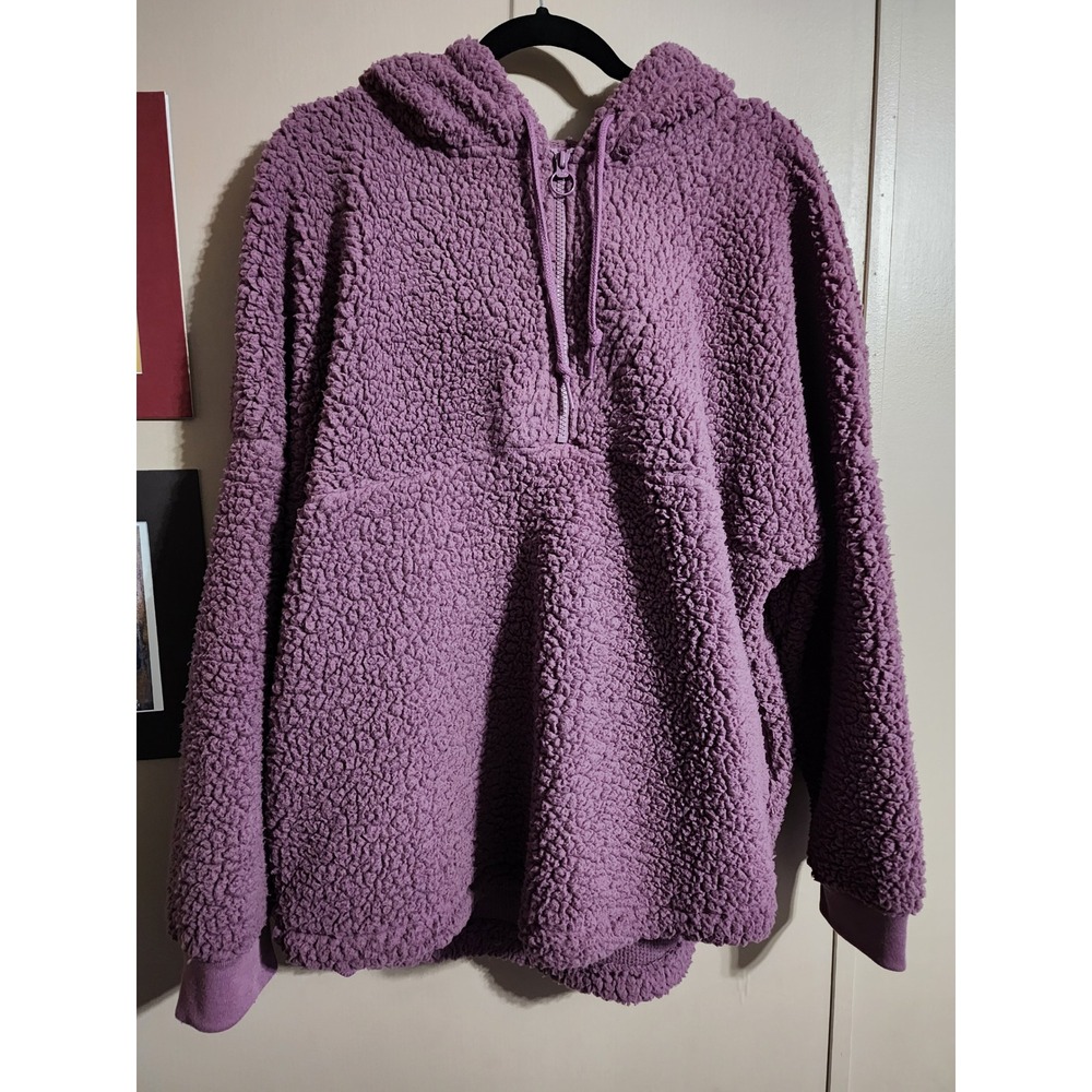 Pink Victoria's Secret Teddy Hoodie Quarter Zip Large Purple